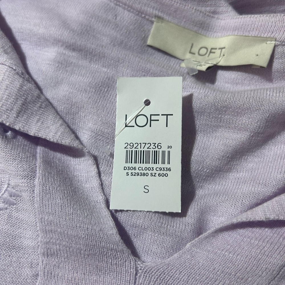 Loft Tasseled Tie Neck Top T-Shirt 100%Cotton Embroidered Long Sleeve Sz S - Picture 13 of 14